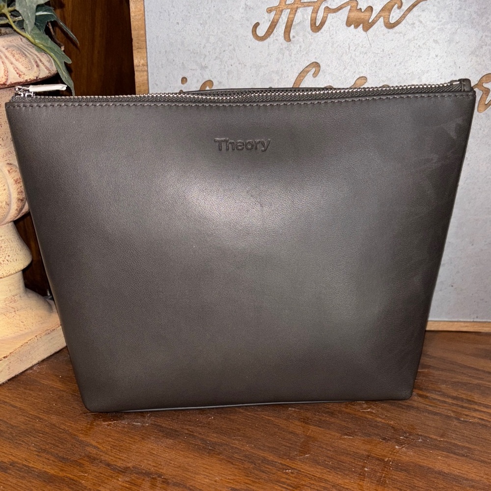 NWT Theory Dark Sojourn Washed Leather Pouch/Clutch